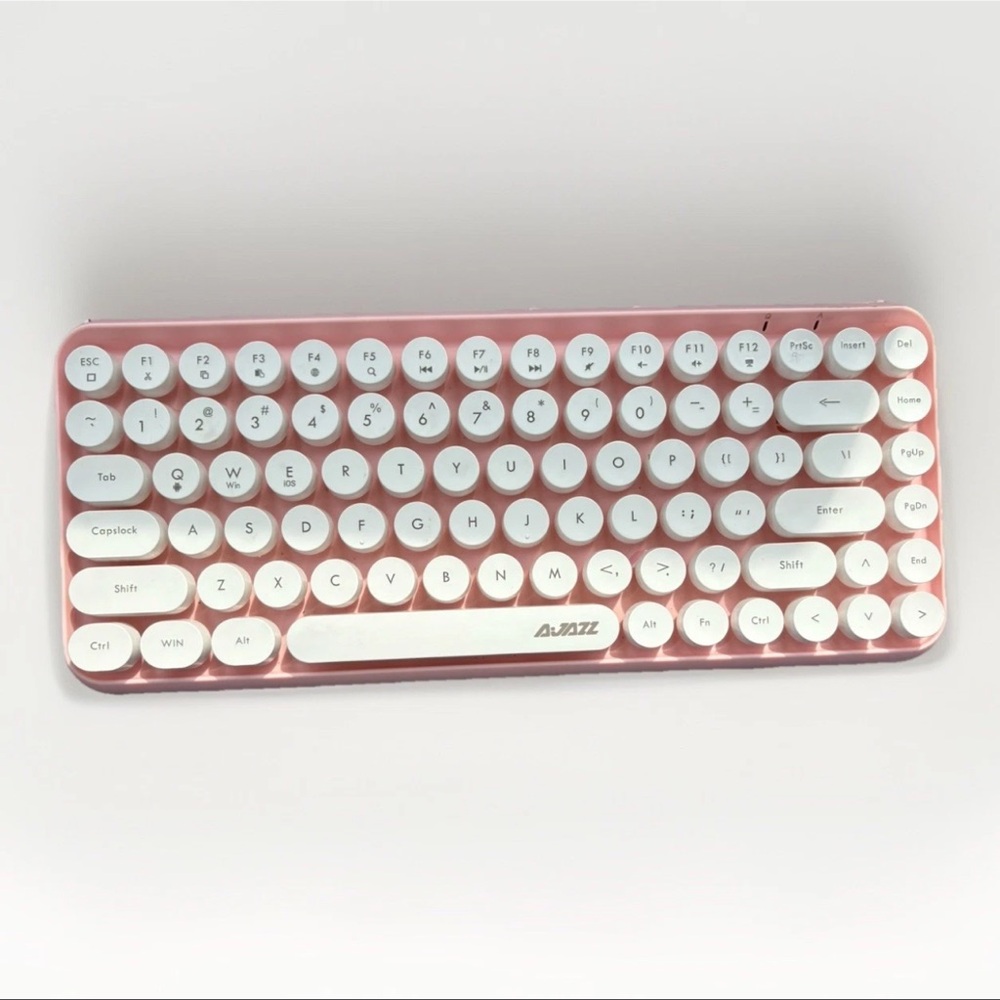 AJAZZ x NACODEX Pink Bluetooth Keyboard Retro Round Keys – Excellent Condition
